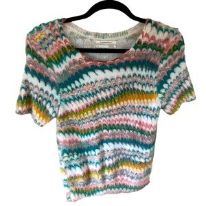 Anthropologie Short Sleeve Eyelash Sweater Size S